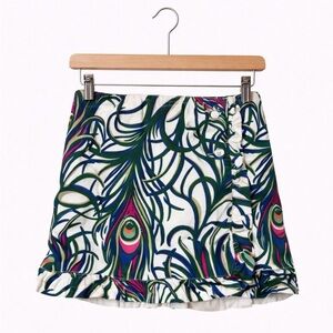 Lilly Pulitzer Reversible skirt. Cotton peacock/white corduroy. Great Cond. 6